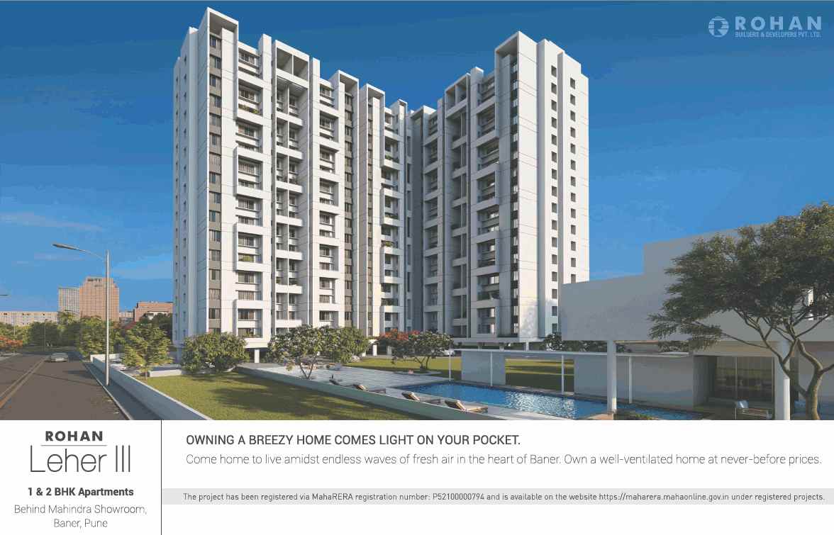 Own a well-ventilated home at never-before prices at Rohan Leher 3 in Pune